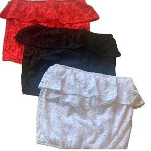 3/10 A bundle of 3 Wet seal strapless crop